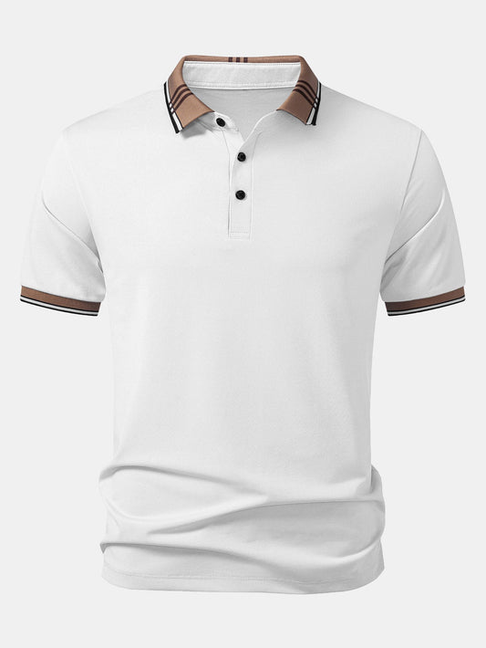 Contrast Striped Collar Polo