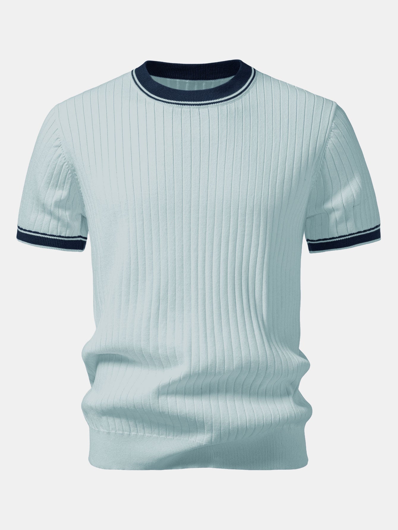 Contrast Trim Crew Neck Knit T-Shirt