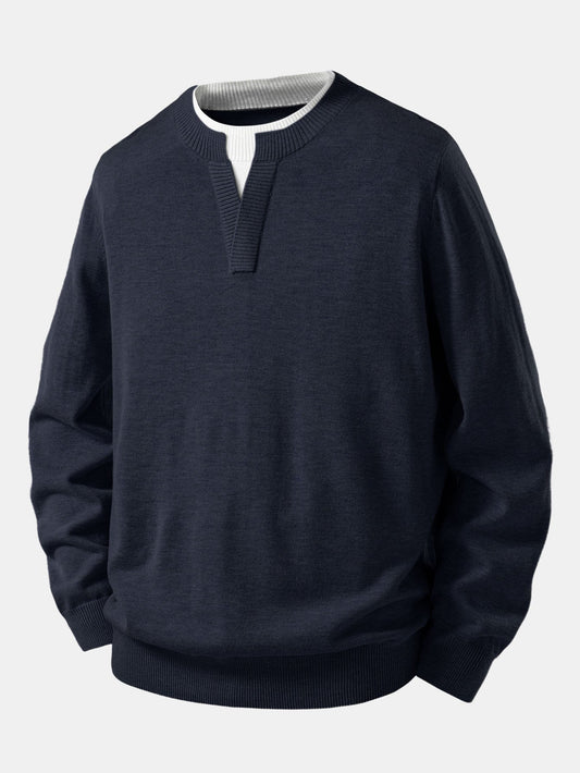 Long Sleeve 2 In 1 Split Neck Sweater