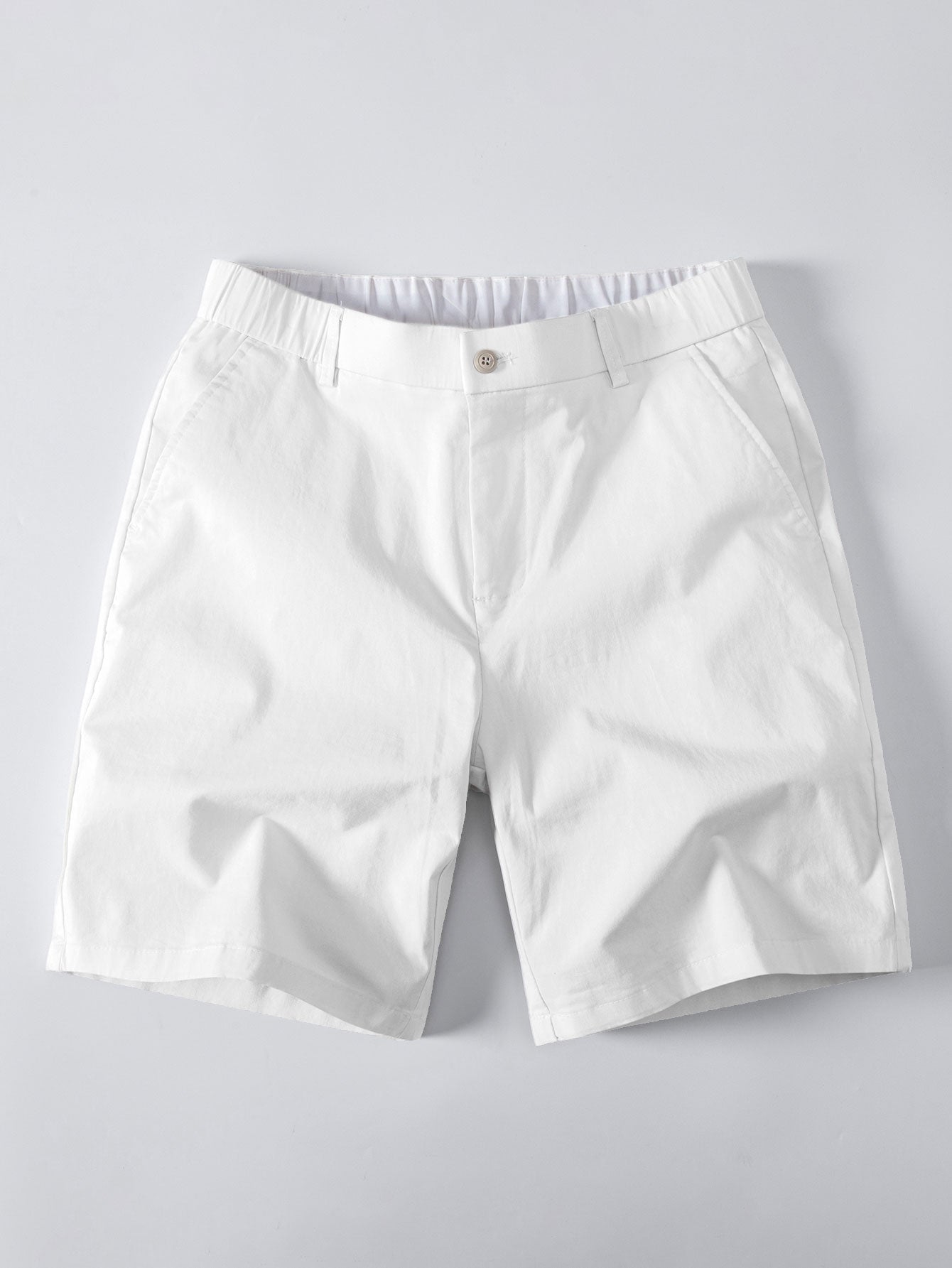 Stripe Button Up Knit Shirt & Elastic Waist Chino Shorts