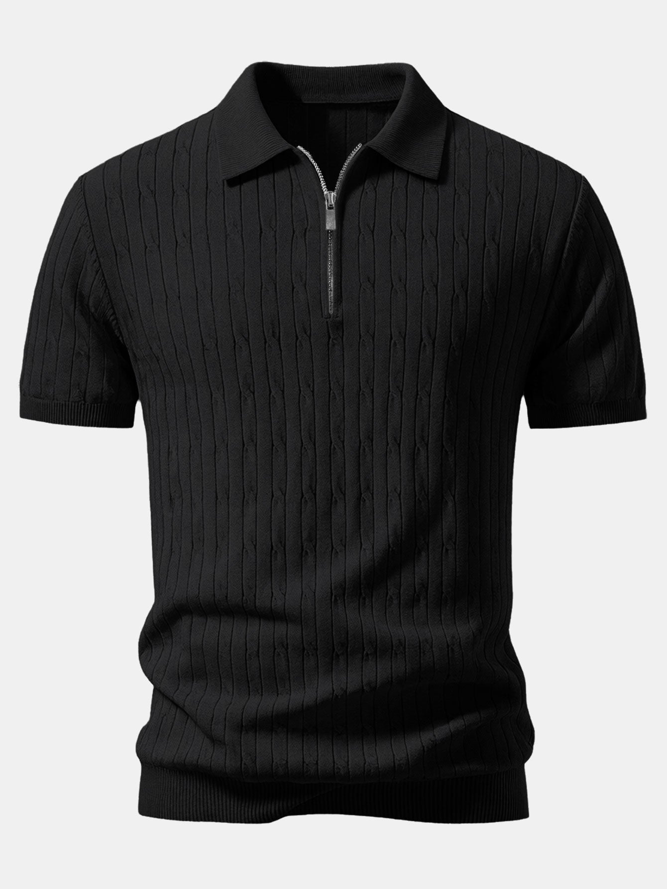 Twisted Jacquard Zipper Knit Polo