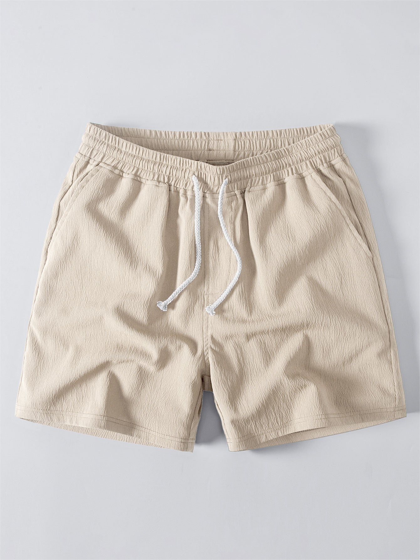 Crinkle Textured Drawstring 5" Shorts