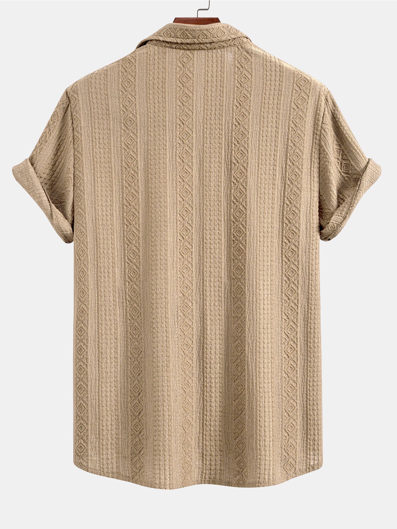 Geometric Jacquard Button Up Shirt & Straight Leg Linen Pants