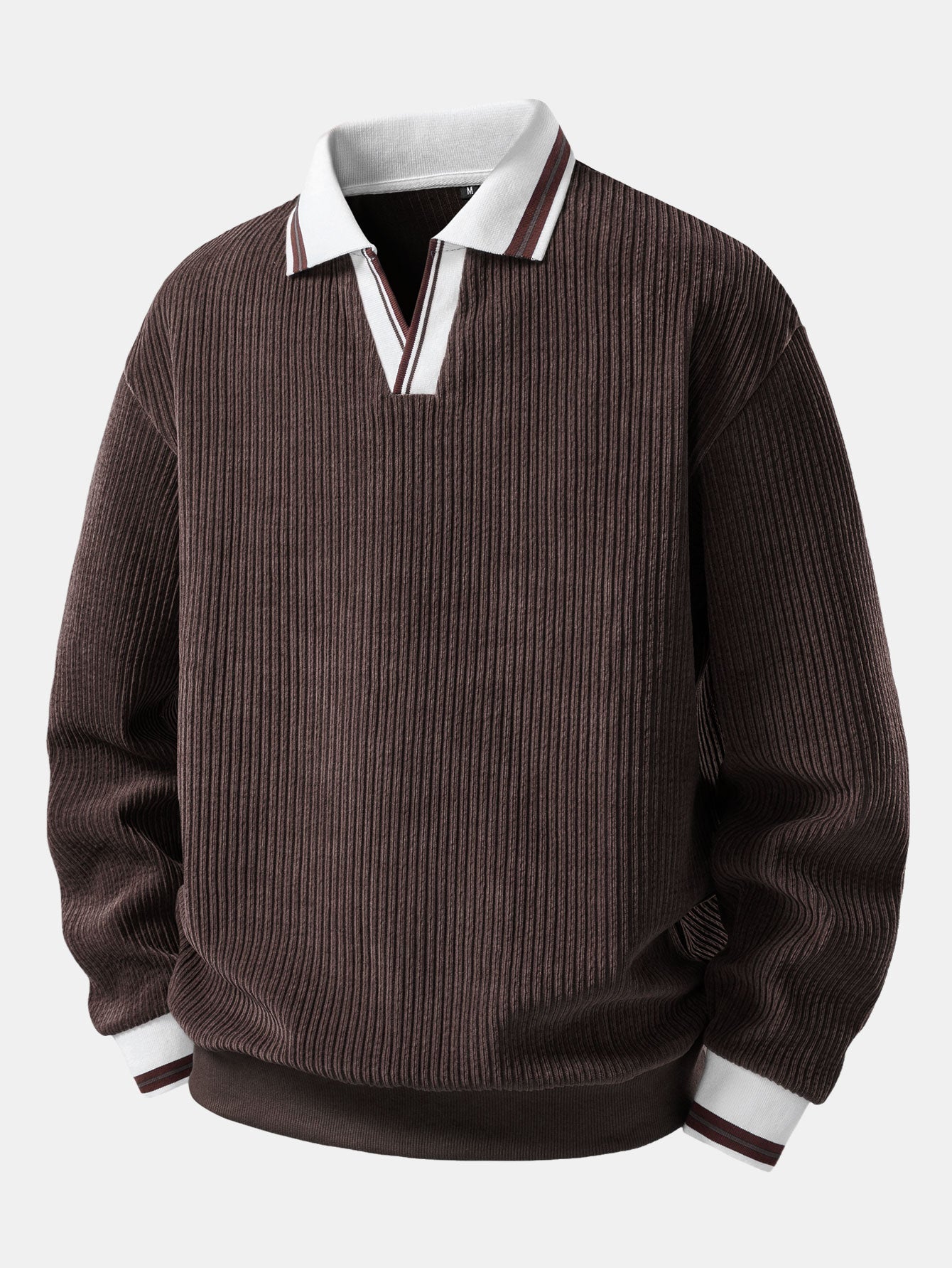 Contrast Trim Johnny Collar Polo Sweatshirt