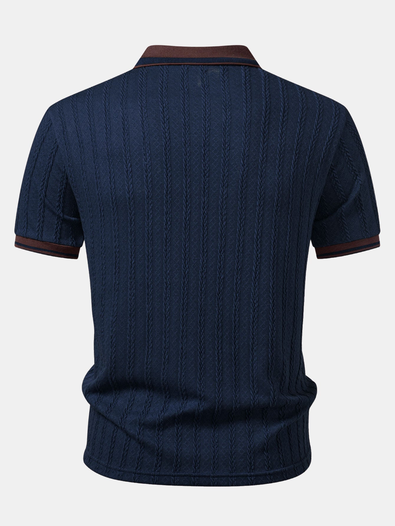Wheat Ear Jacquard Zipper Knit Polo