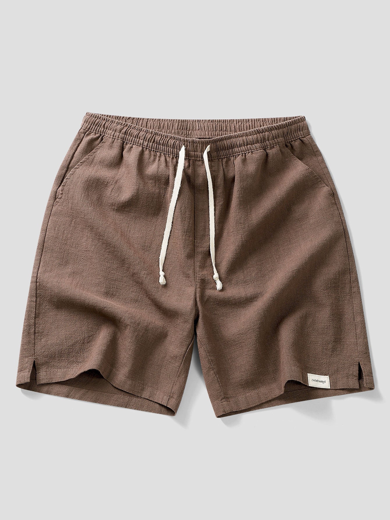 Linen Cotton Blend Drawstring Shorts