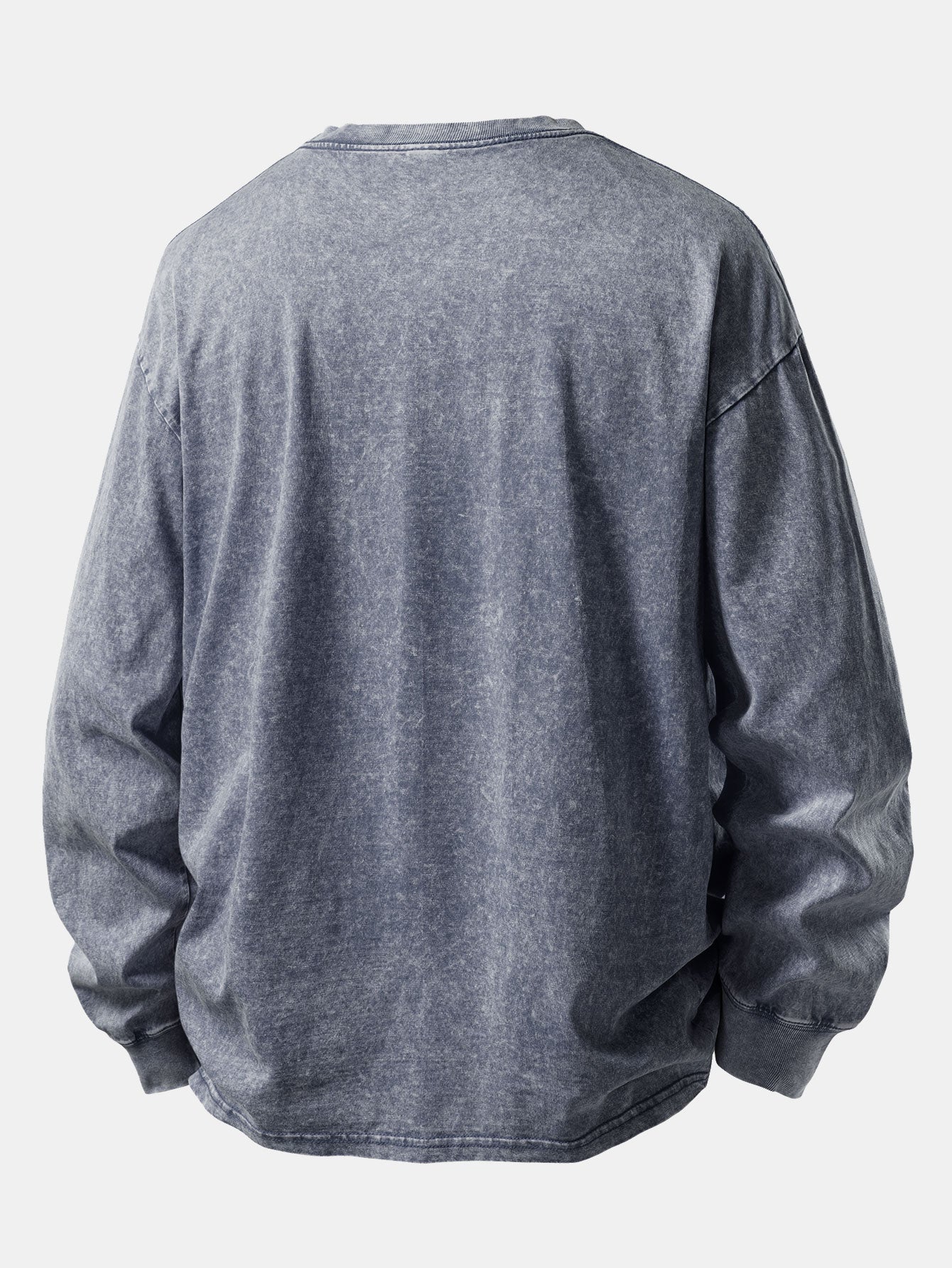 Relax Fit Long Sleeve Washed Distressed T-Shirt