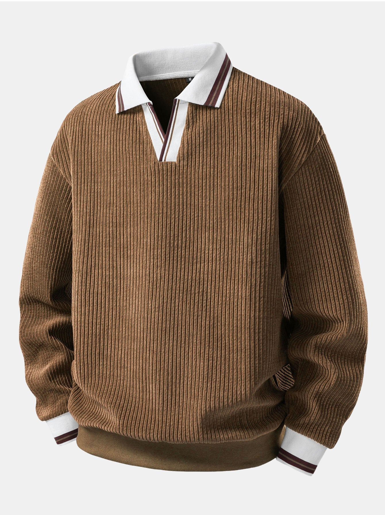 Contrast Trim Johnny Collar Polo Sweatshirt