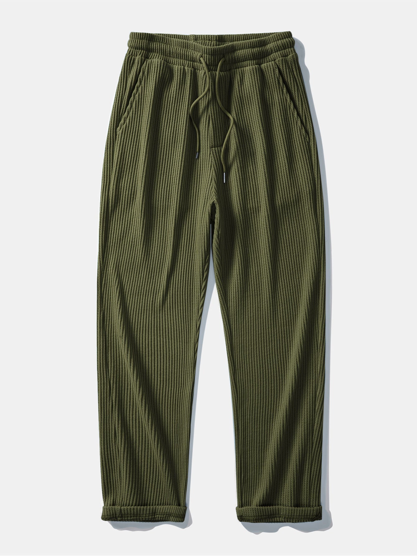 Contrast Waffle T-Shirt With Pocket & Drawstring Knitted Waffle Pants