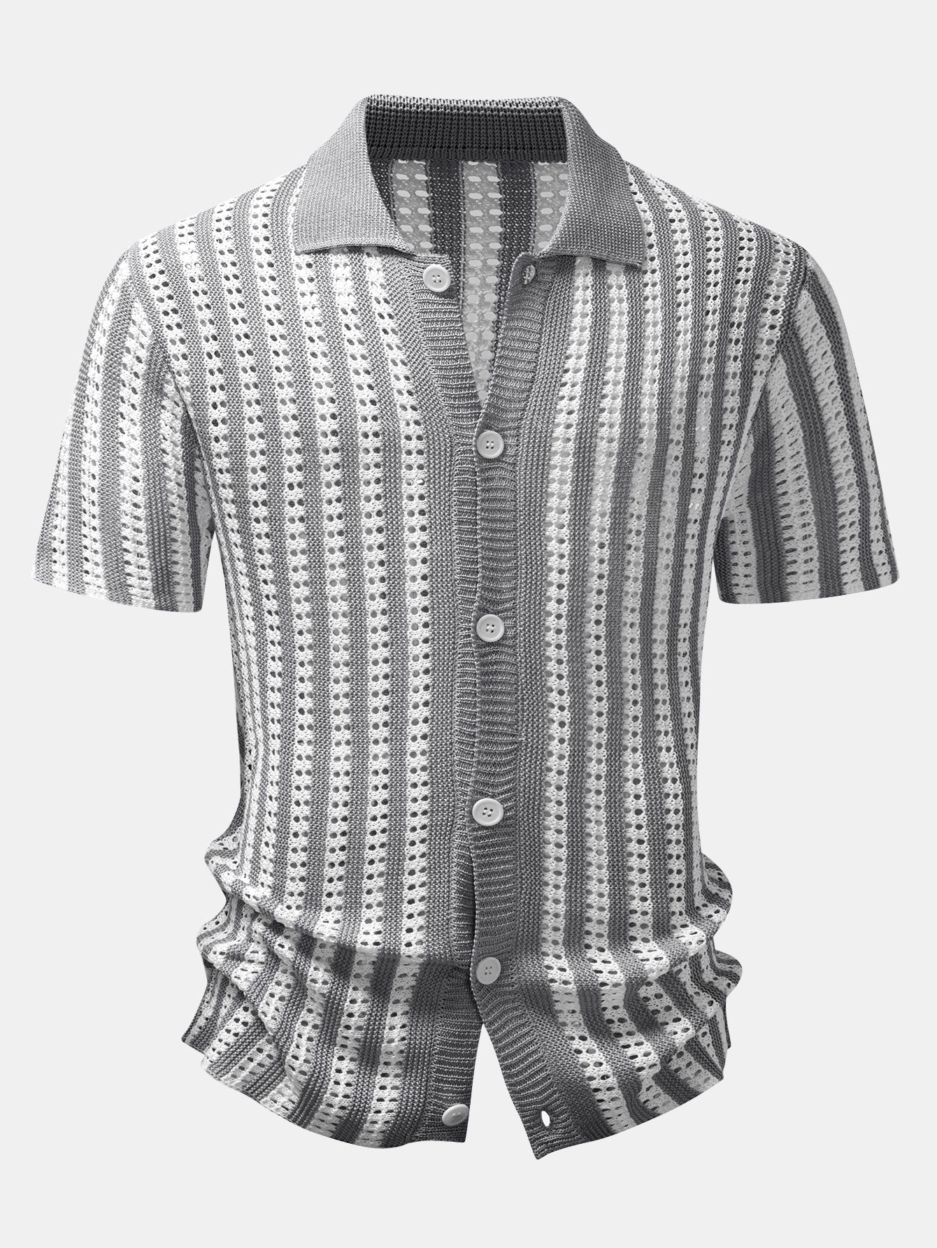 Striped Crochet Button Up Shirt