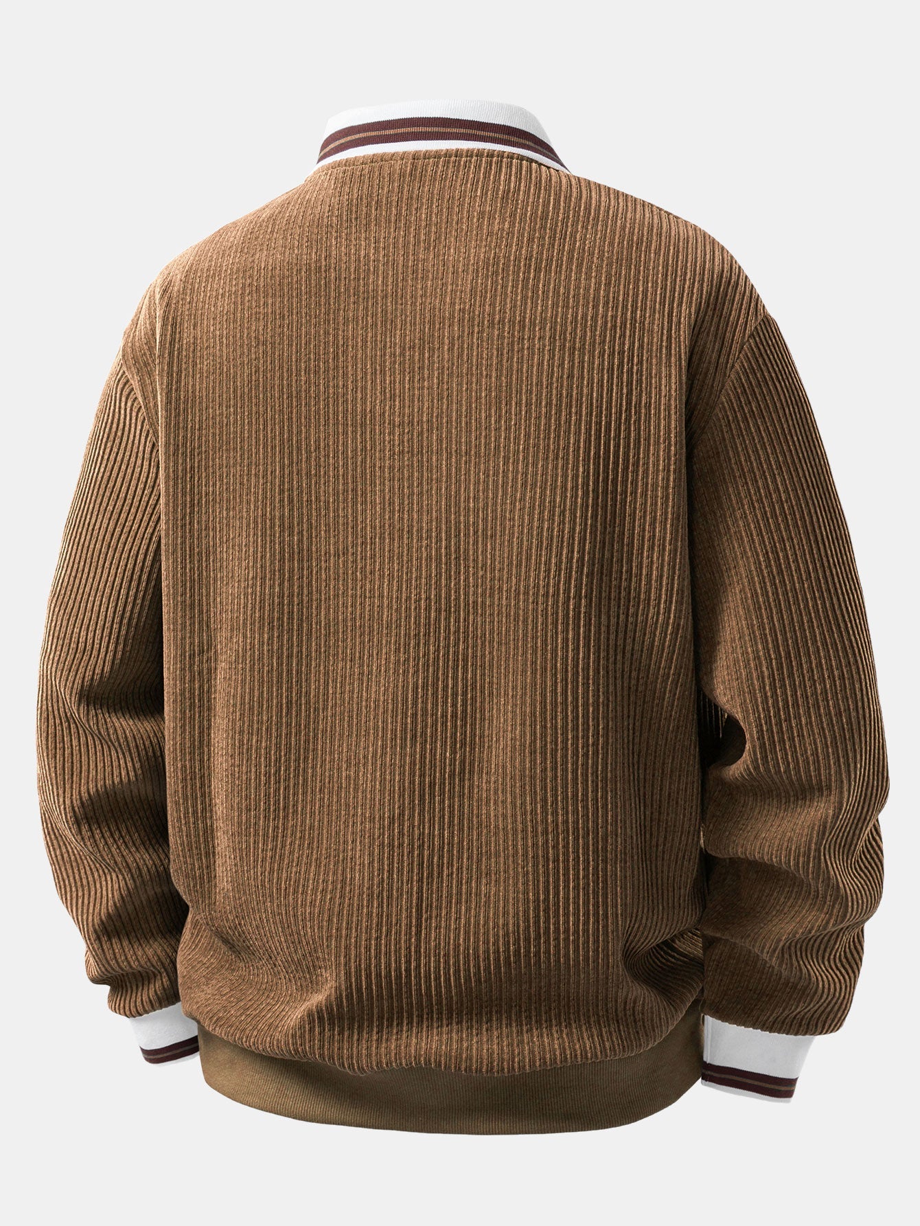 Contrast Trim Johnny Collar Polo Sweatshirt