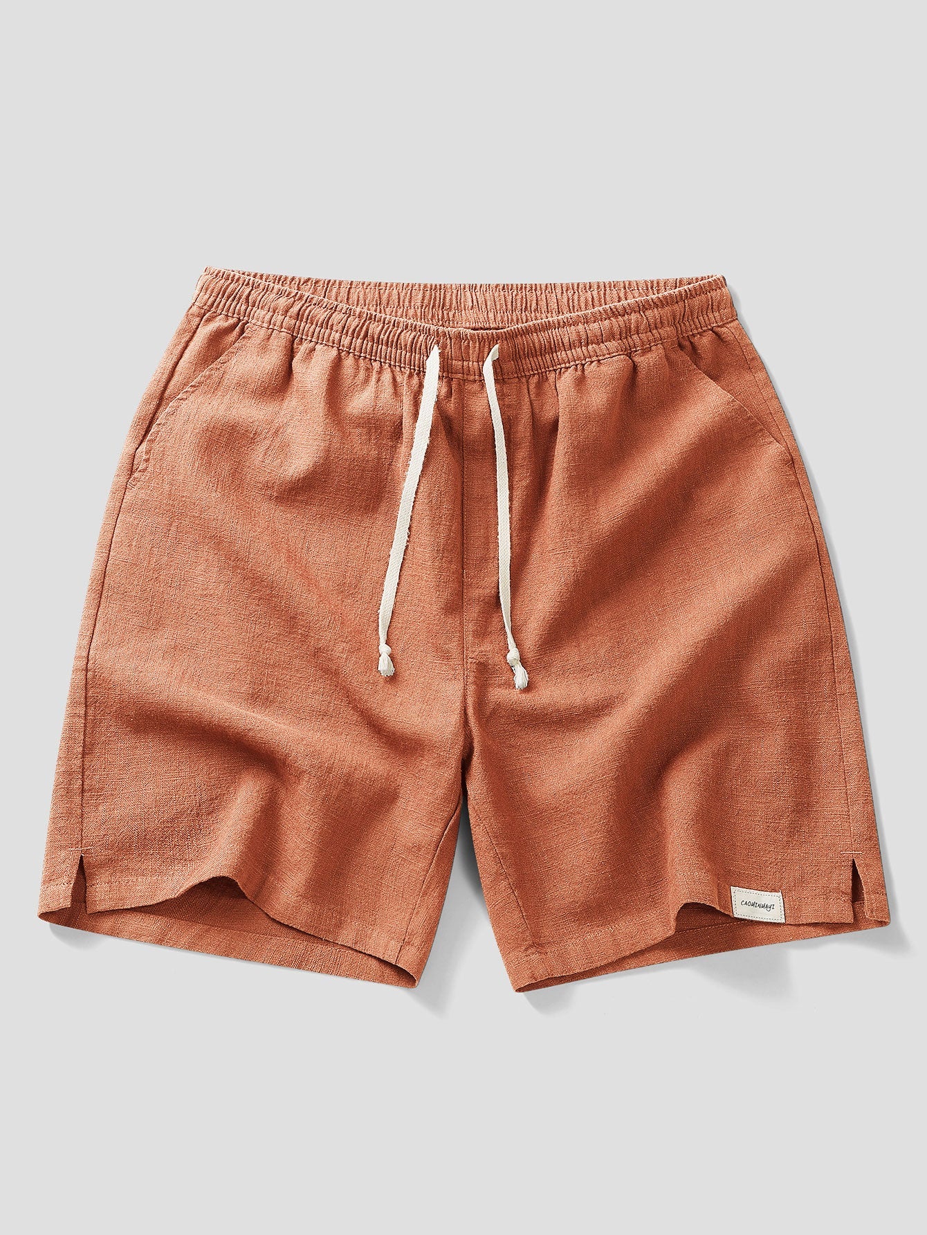Linen Cotton Blend Drawstring Shorts