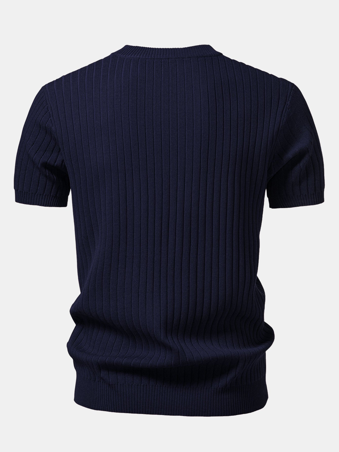 Ribbed Crew Neck Knit T-Shirt