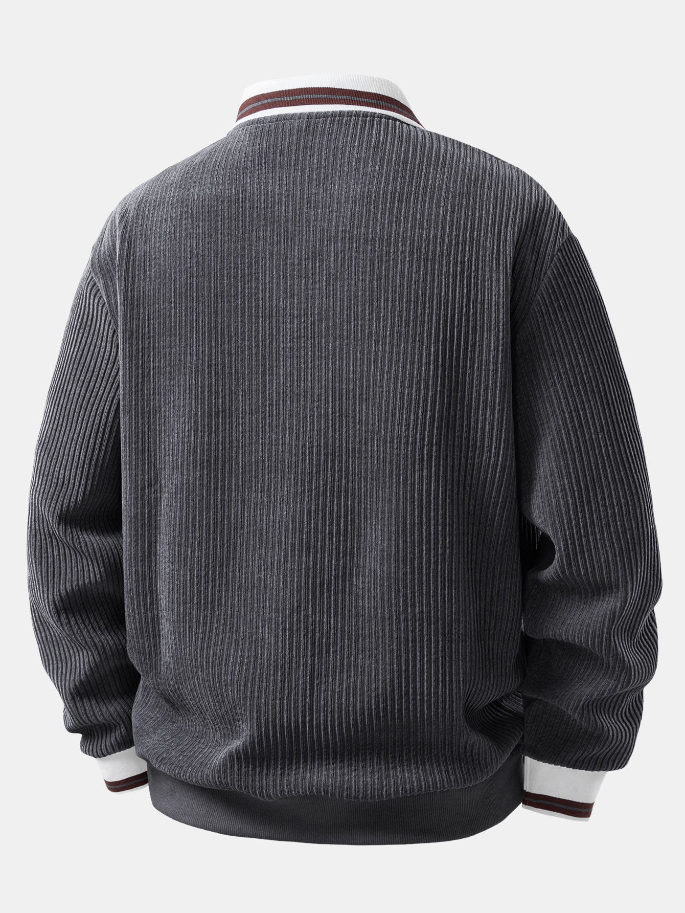 Contrast Trim Johnny Collar Polo Sweatshirt