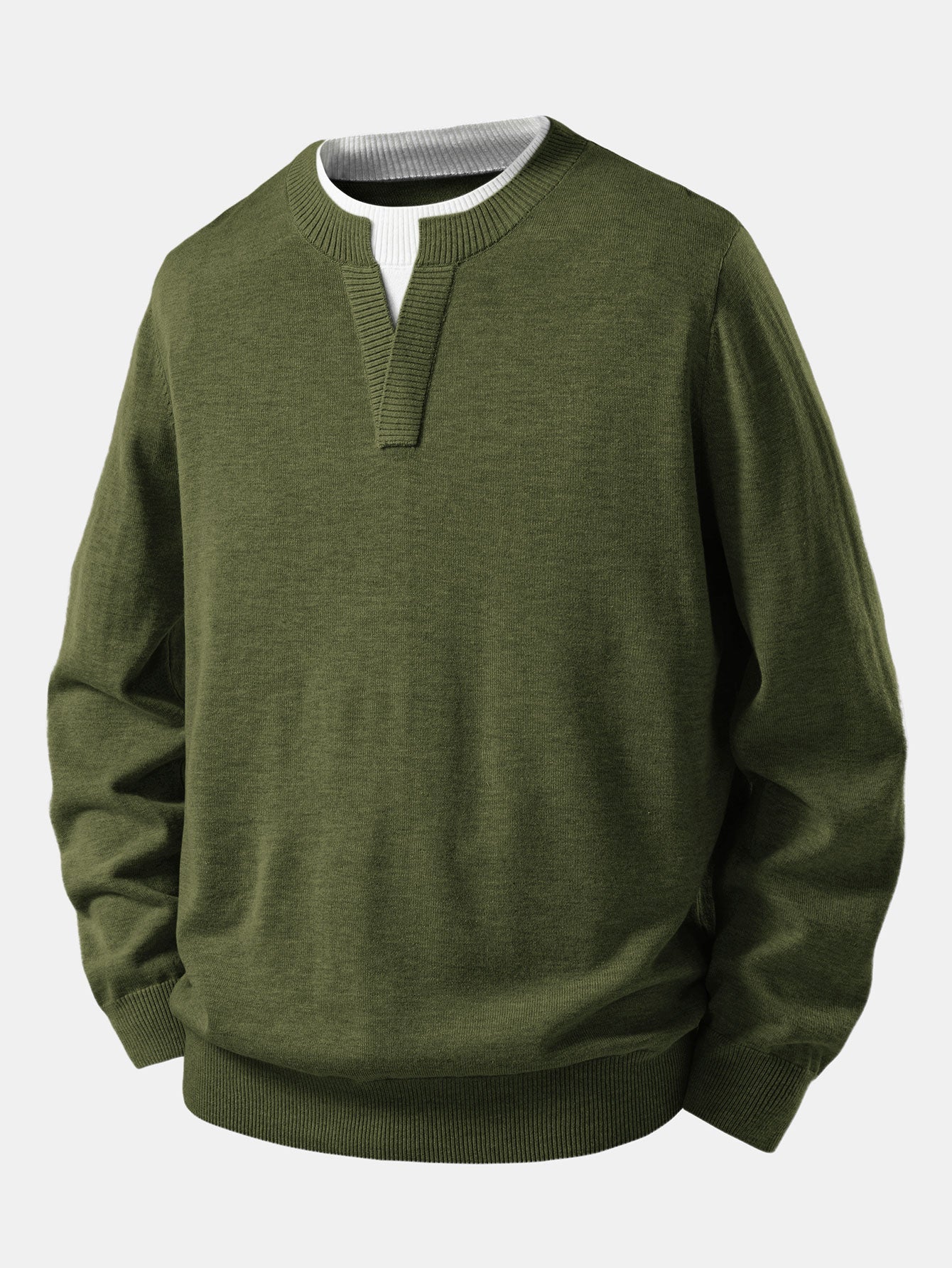 Long Sleeve 2 In 1 Split Neck Sweater