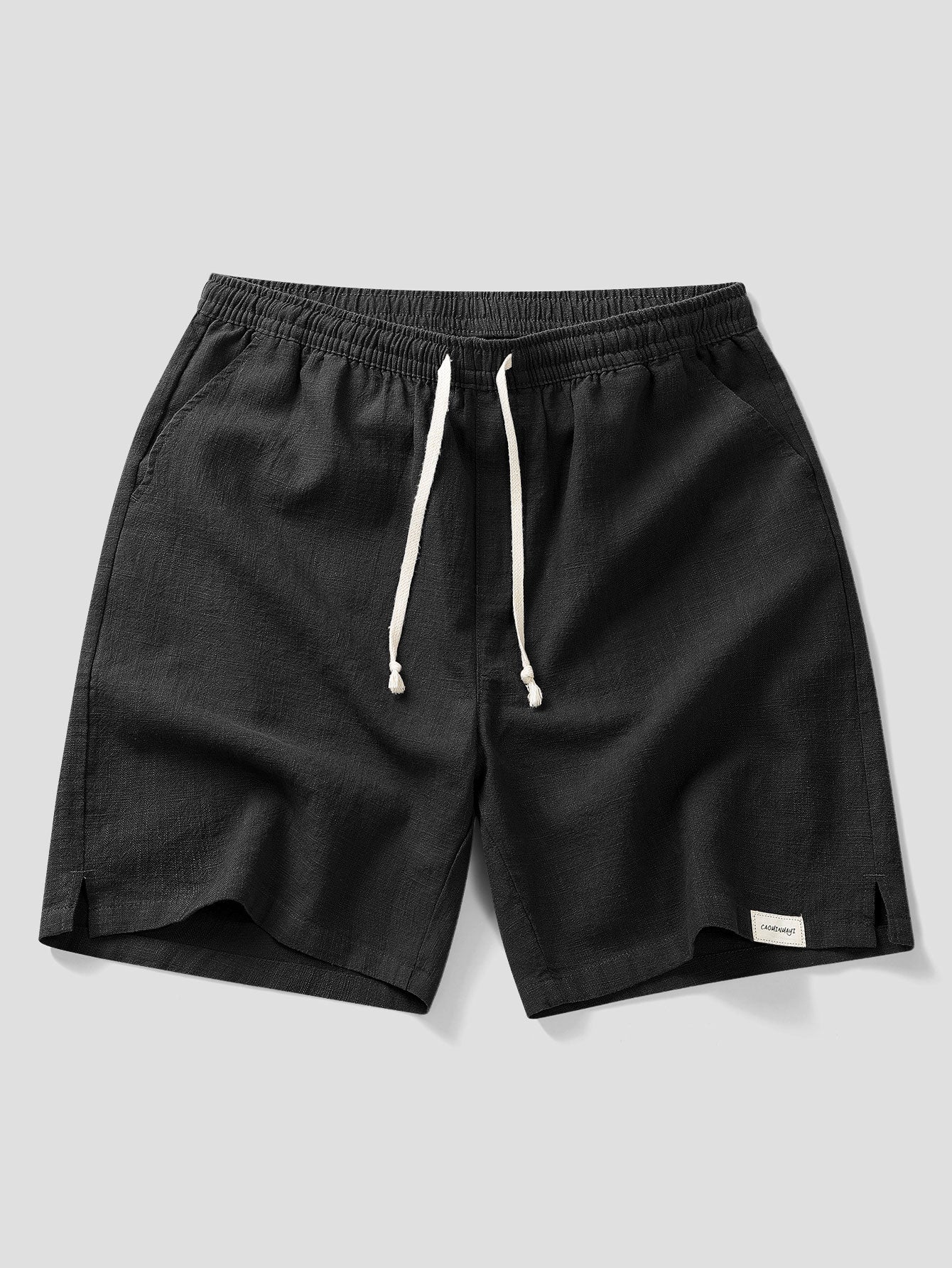 Linen Cotton Blend Drawstring Shorts