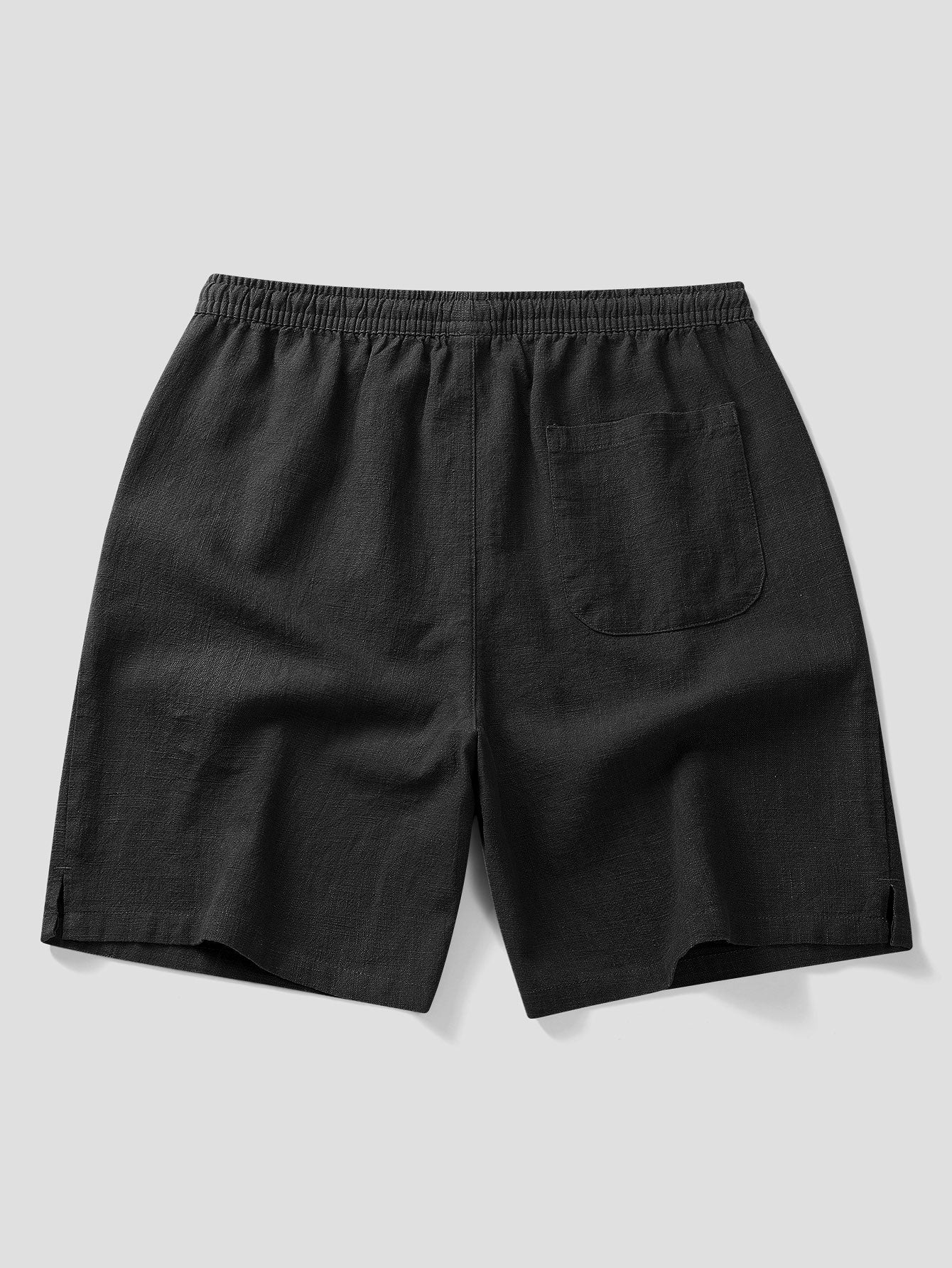 Linen Cotton Blend Drawstring Shorts