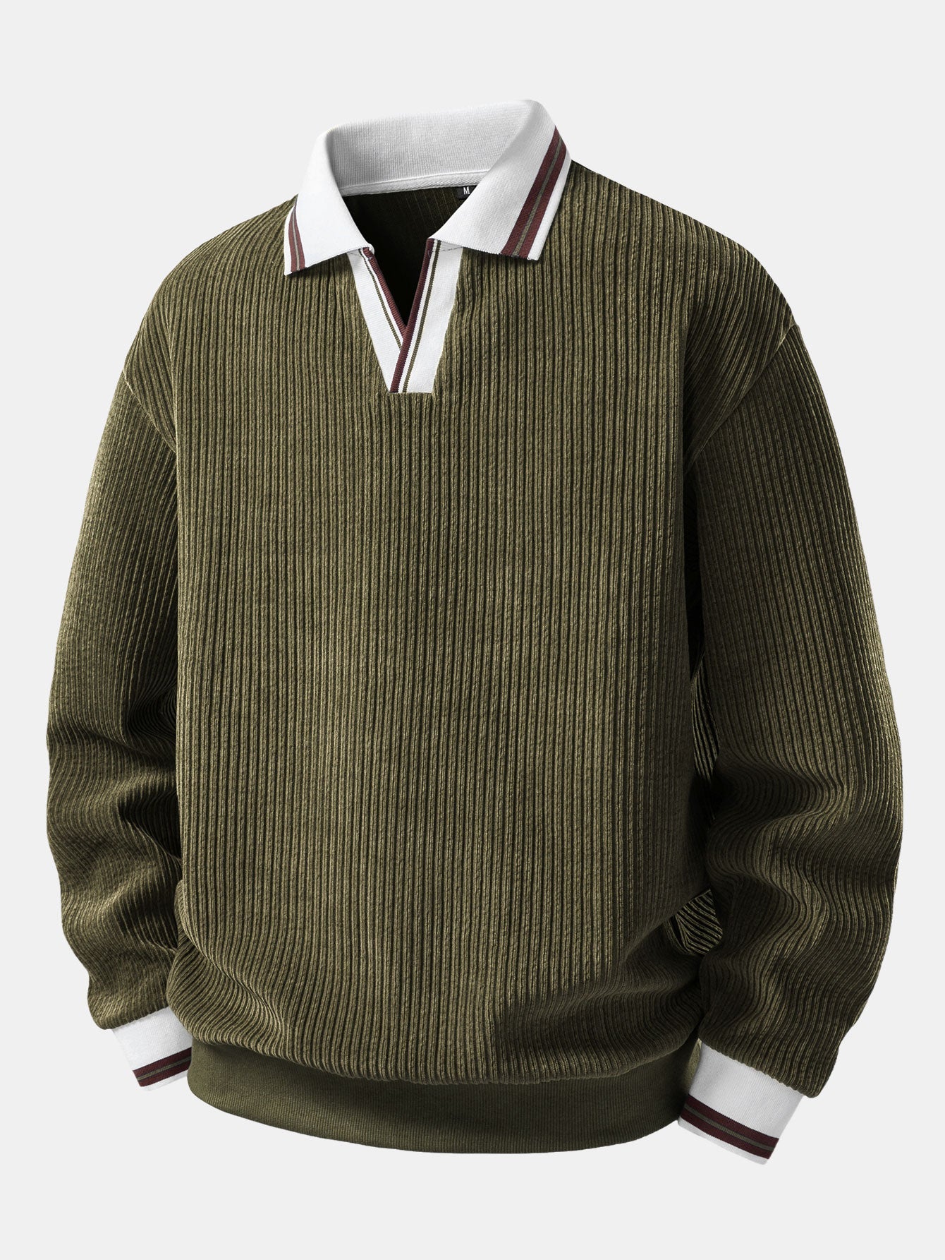 Contrast Trim Johnny Collar Polo Sweatshirt
