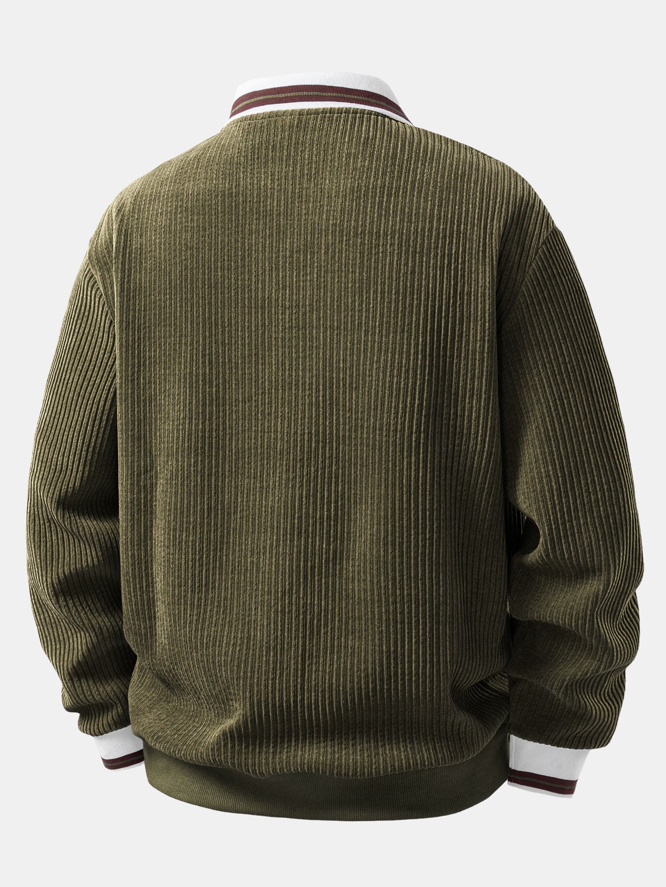 Contrast Trim Johnny Collar Polo Sweatshirt
