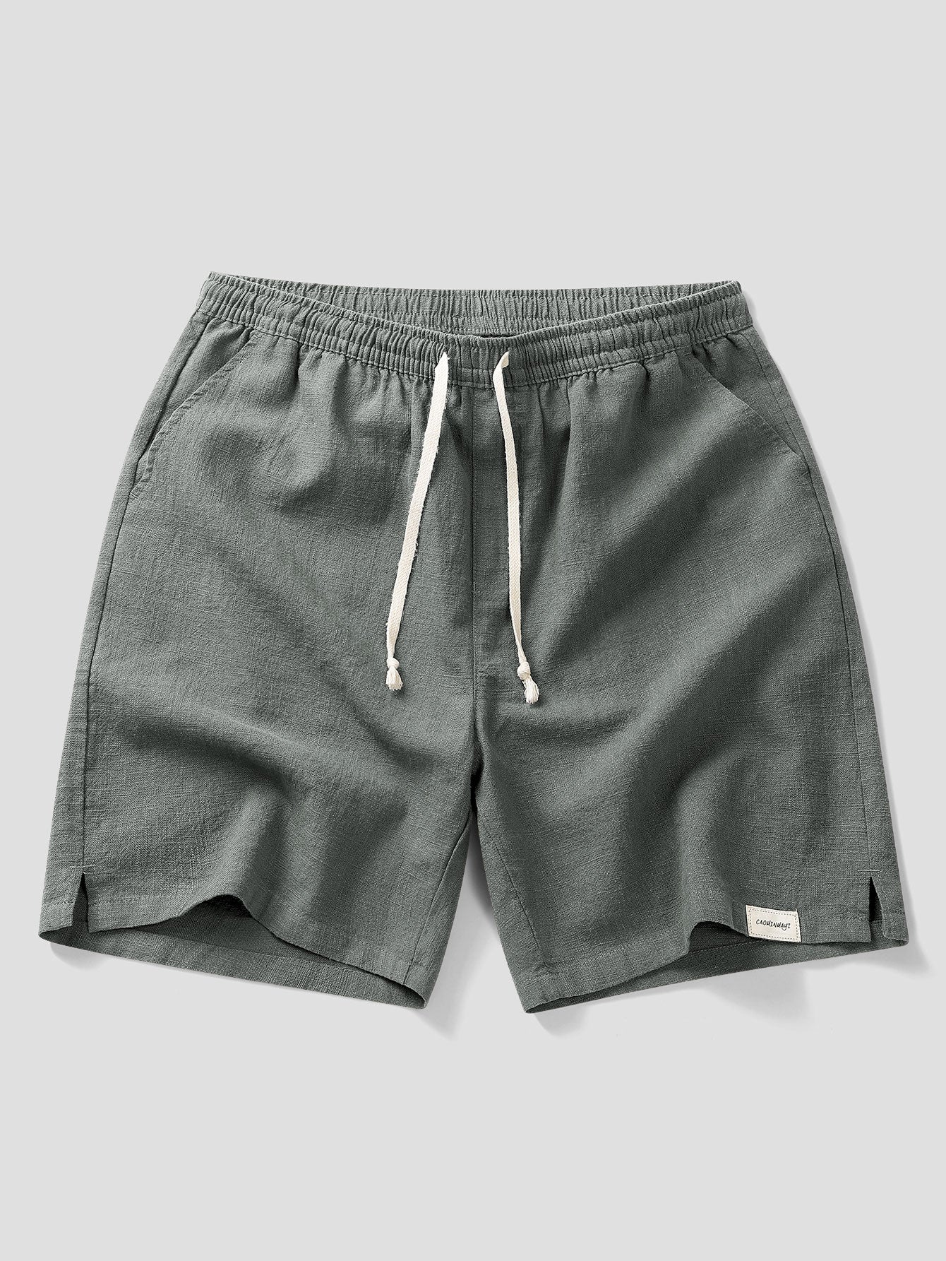 Linen Cotton Blend Drawstring Shorts
