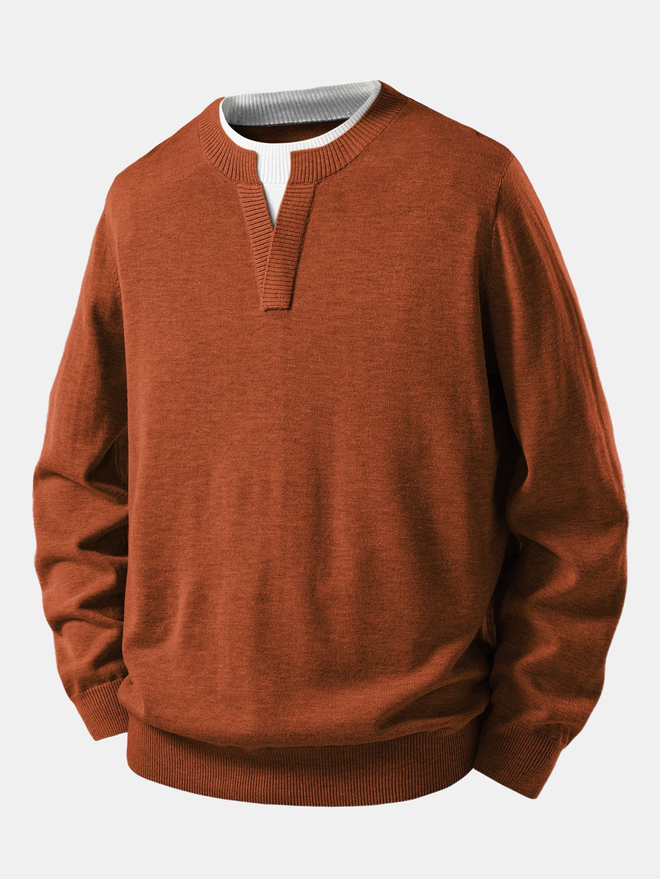 Long Sleeve 2 In 1 Split Neck Sweater
