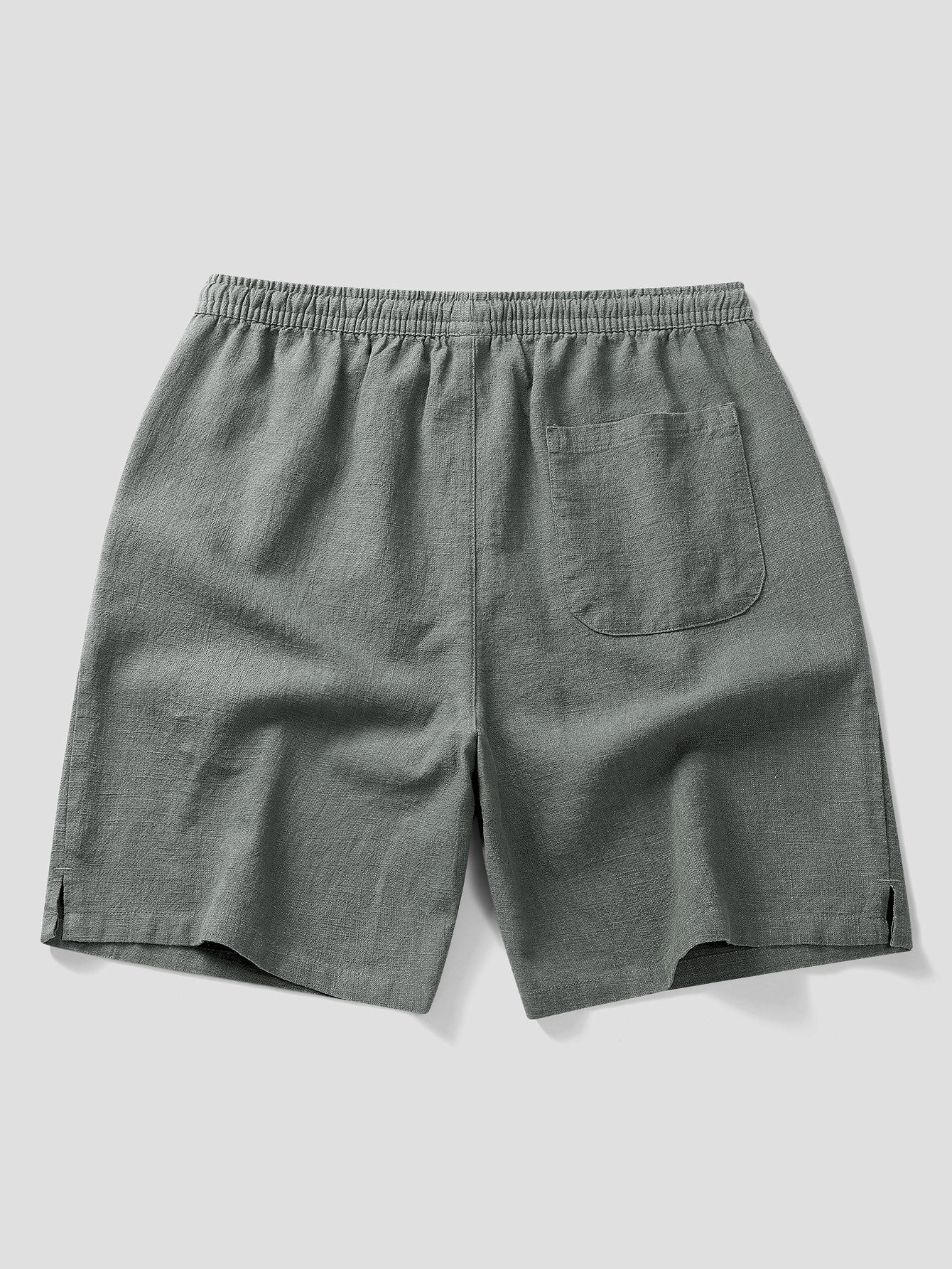 Linen Cotton Blend Drawstring Shorts