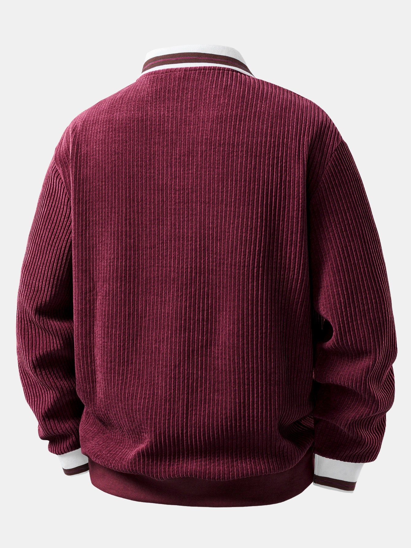Contrast Trim Johnny Collar Polo Sweatshirt