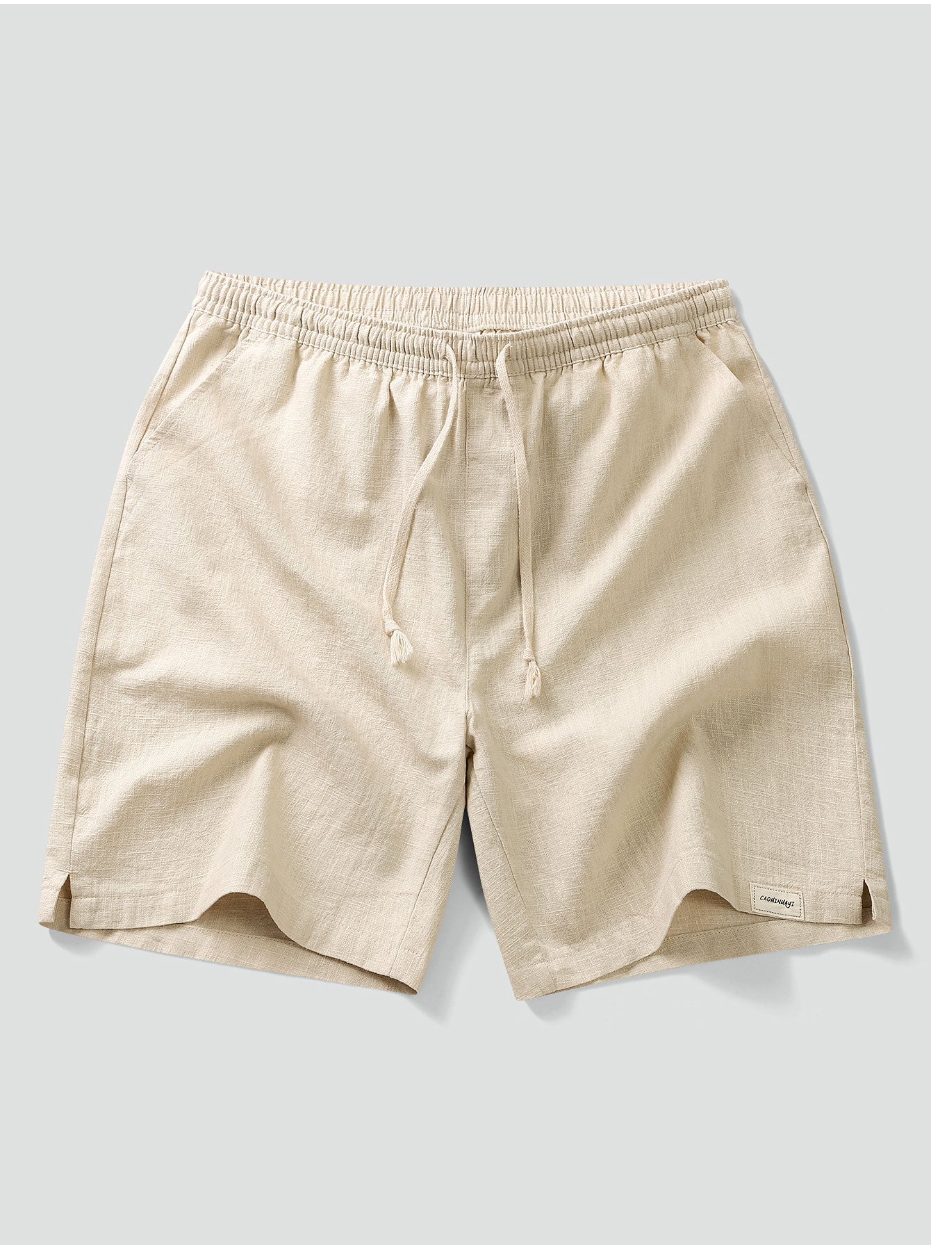 Linen Cotton Blend Drawstring Shorts