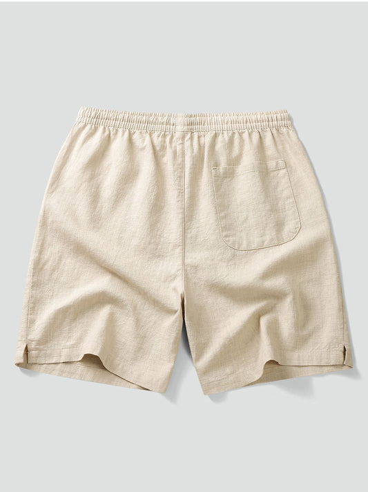 Linen Cotton Blend Drawstring Shorts