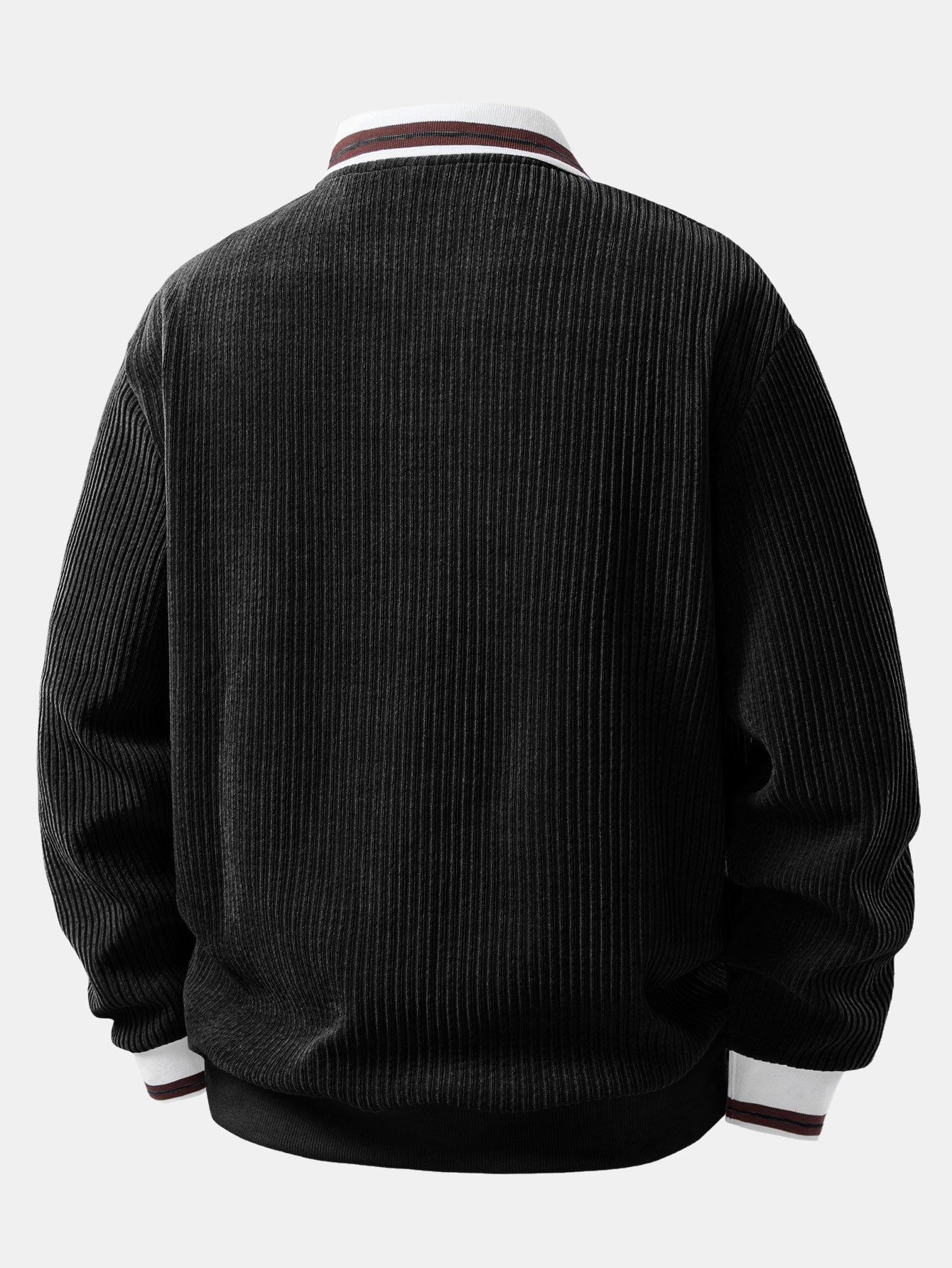 Contrast Trim Johnny Collar Polo Sweatshirt