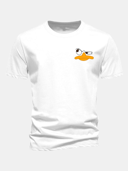 Regular Fit Duck Print Cotton T-Shirt