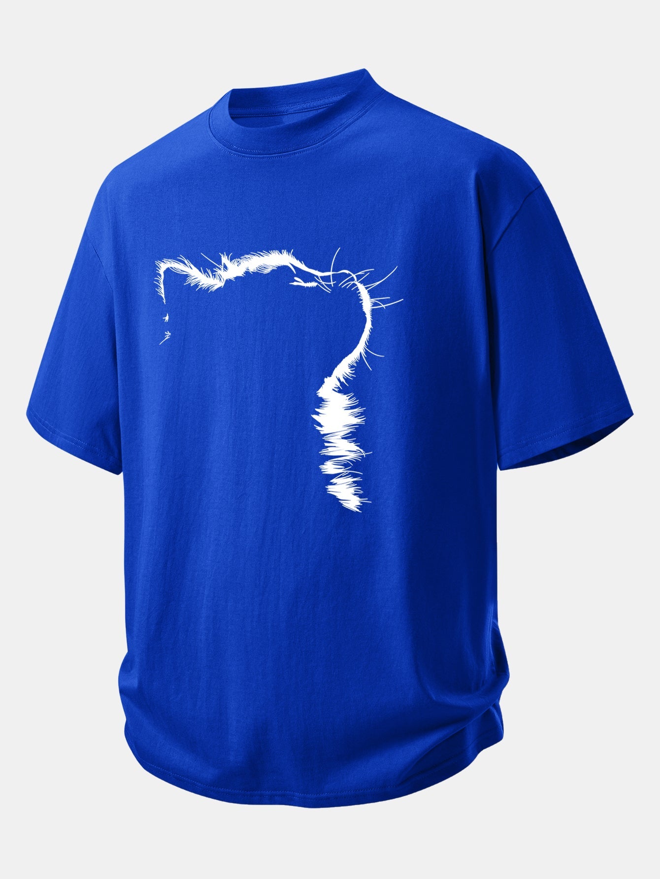 Relax Fit Outline Cat Print Cotton T-Shirt
