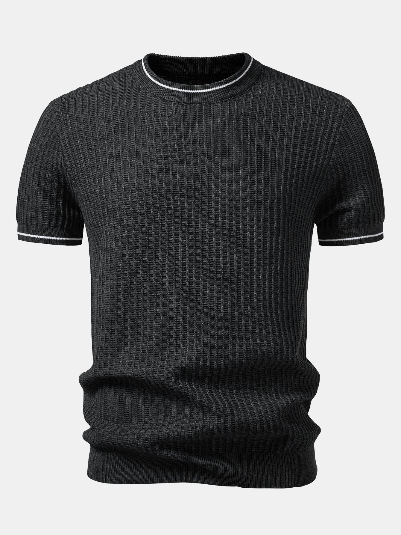 Contrast Trim Waffle Knit T-Shirt