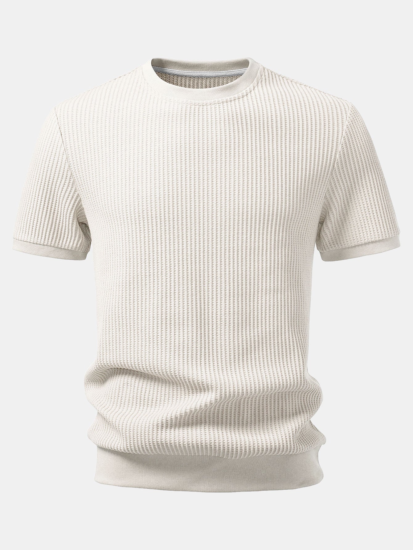 Waffle Ribbed Hem T-Shirt & Drawstring Knitted Waffle Pants