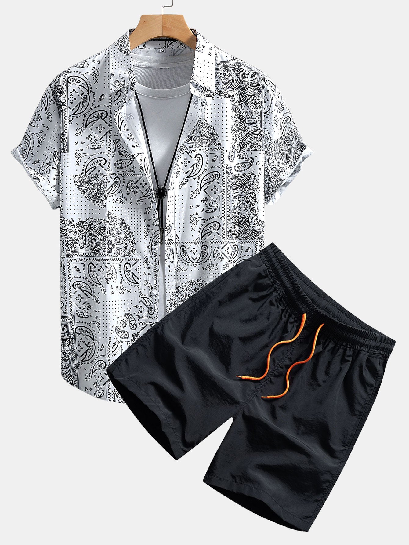 Paisley Button Up Shirt & Swim Shorts