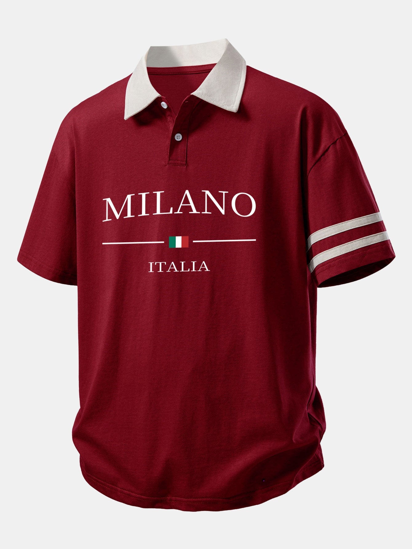 Relax Fit Milano Print Contrast Collar Polo Shirt