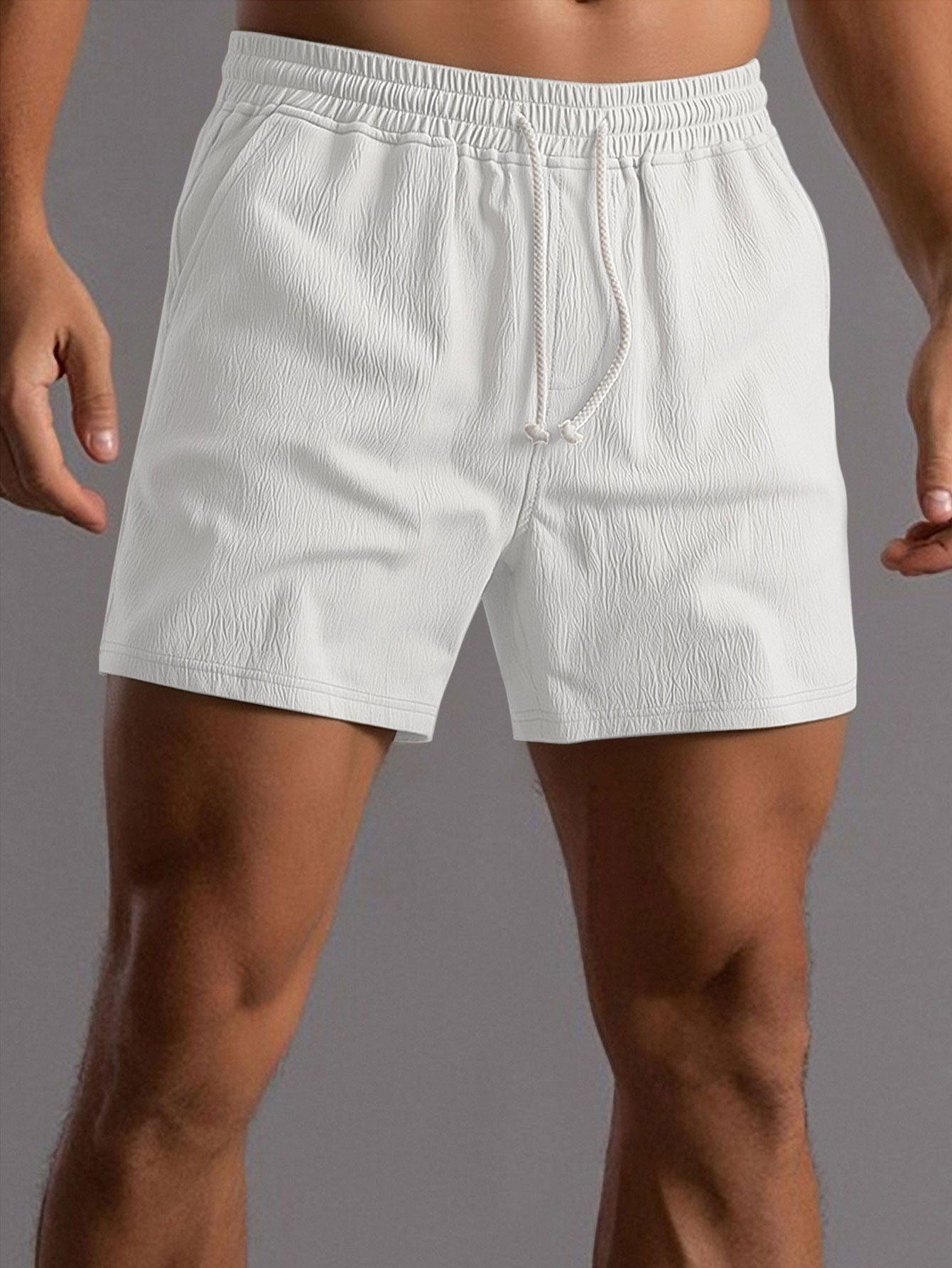 Crinkle Textured Drawstring 5" Shorts
