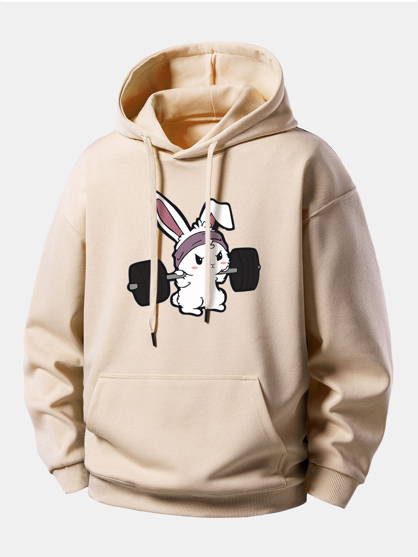 Fitness Rabbit Print Relax Fit Hoodie