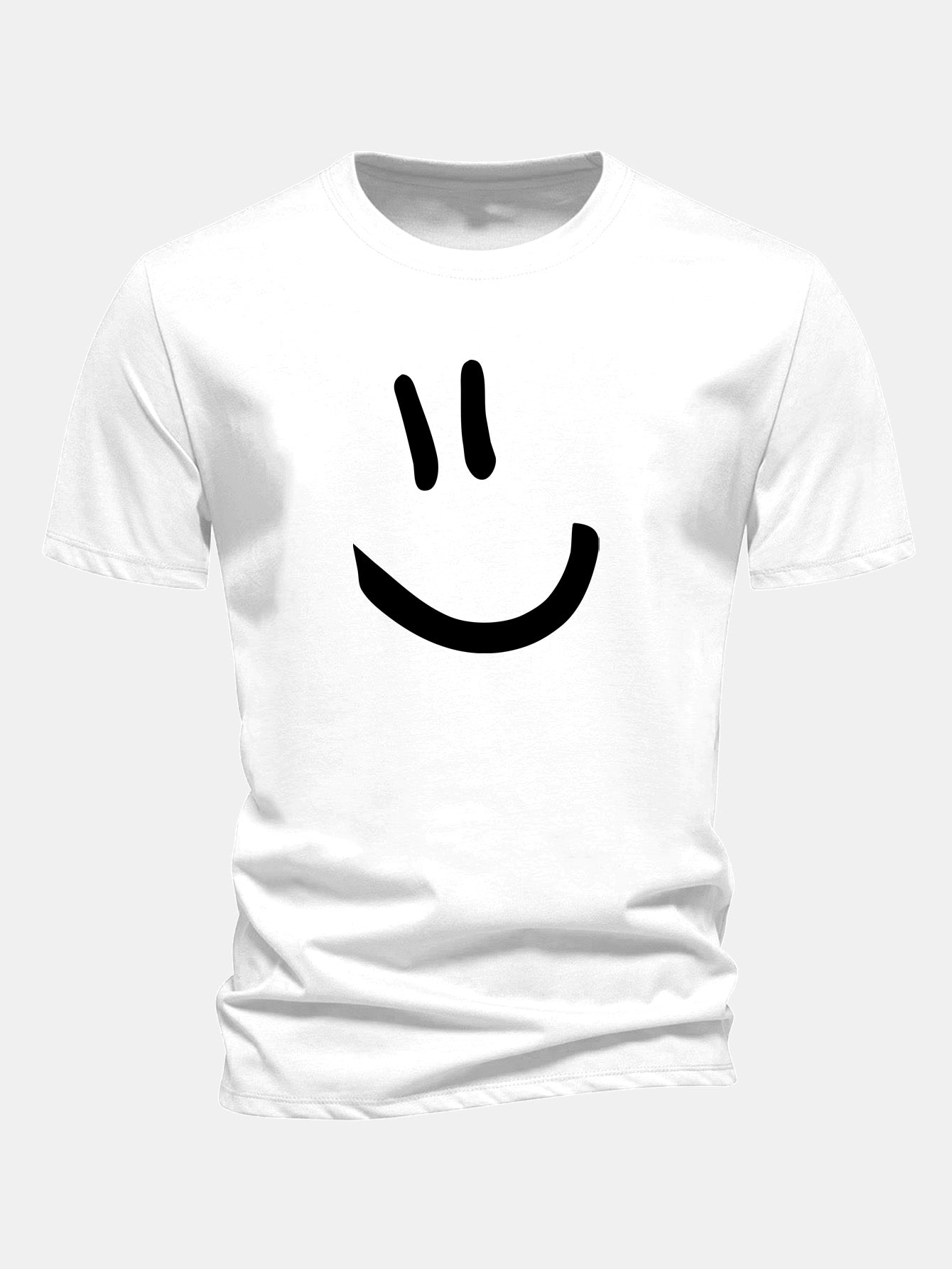 Regular Fit Smiley Face Print Cotton T-Shirt