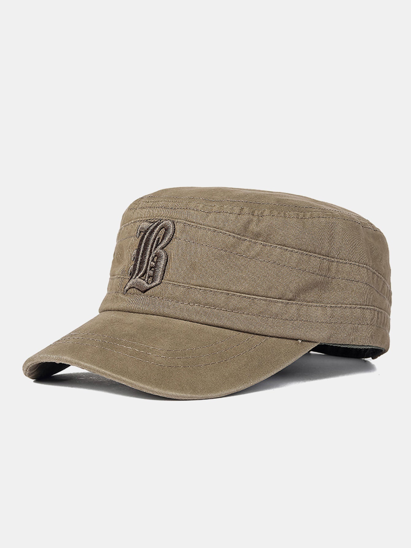 Vintage Military-Style Embroidered Flat Cap With A Casual Visor
