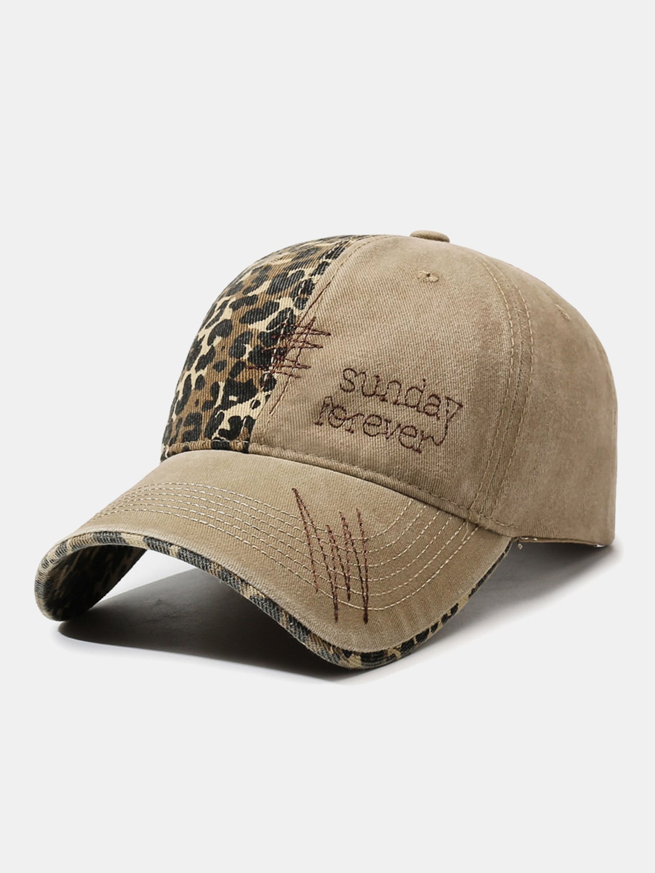 American Vintage Leopard Print Letter Embroidery Baseball Cap