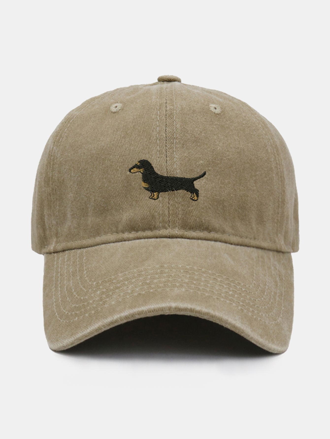 Vintage Cute Cartoon Dachshund Washed Baseball