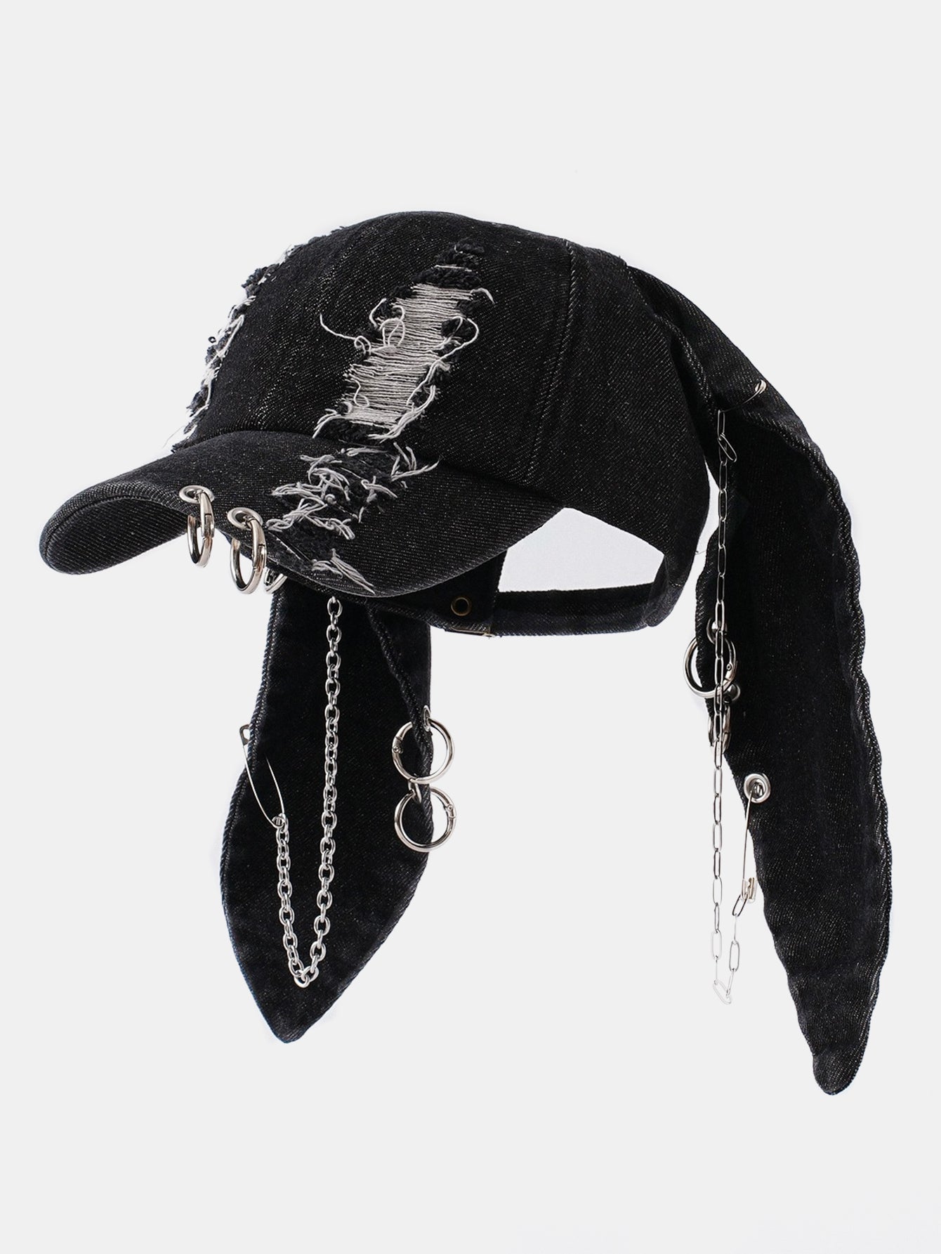 Punk Street Hip Hop Style Distressed Rabbit Ear Baseball Cap