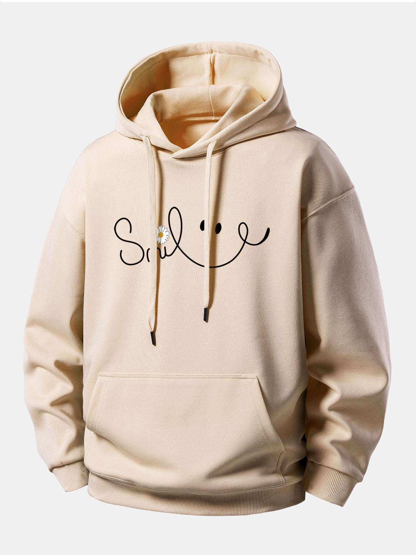 Smiley Face Print Relax Fit Hoodie