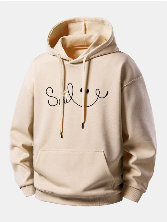Smiley Face Print Relax Fit Hoodie