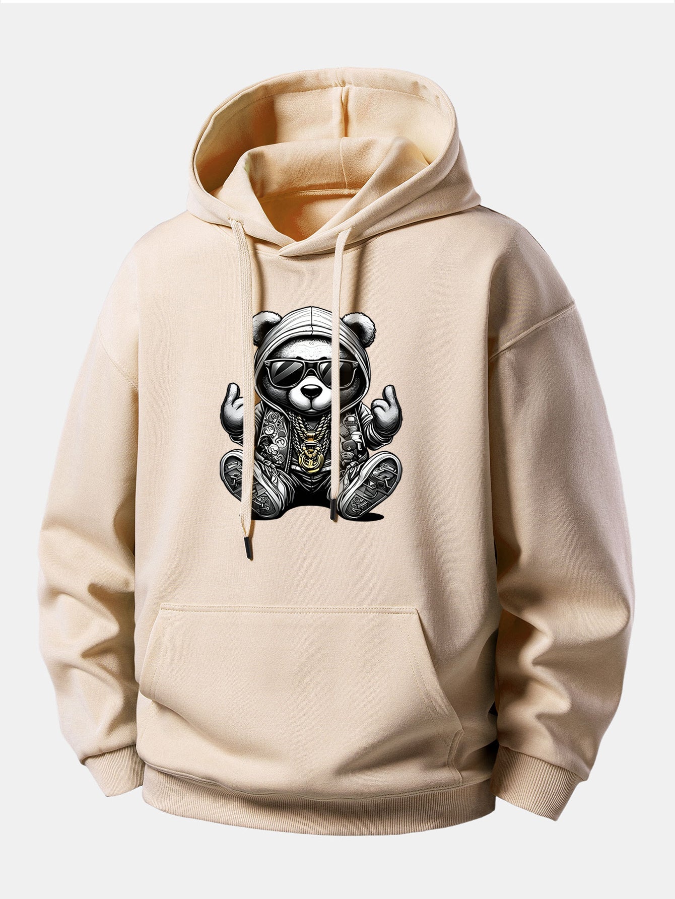 Hip Hop Bear Print Relax Fit Hoodie