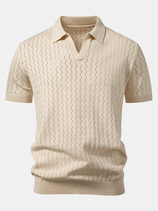 Zig Zag Open Knit  Polo