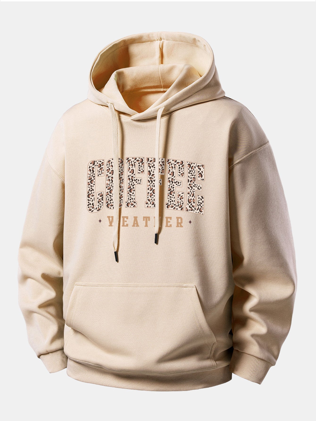 Leopard Coffee Weather Print Relax Fit Hoodie