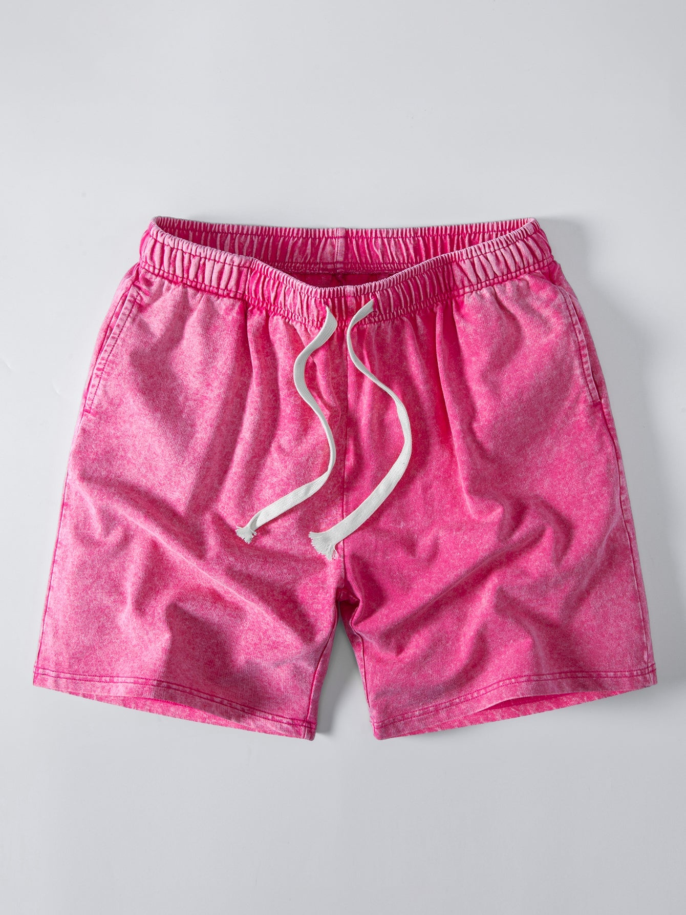 Washed Distressed Drawstring Shorts