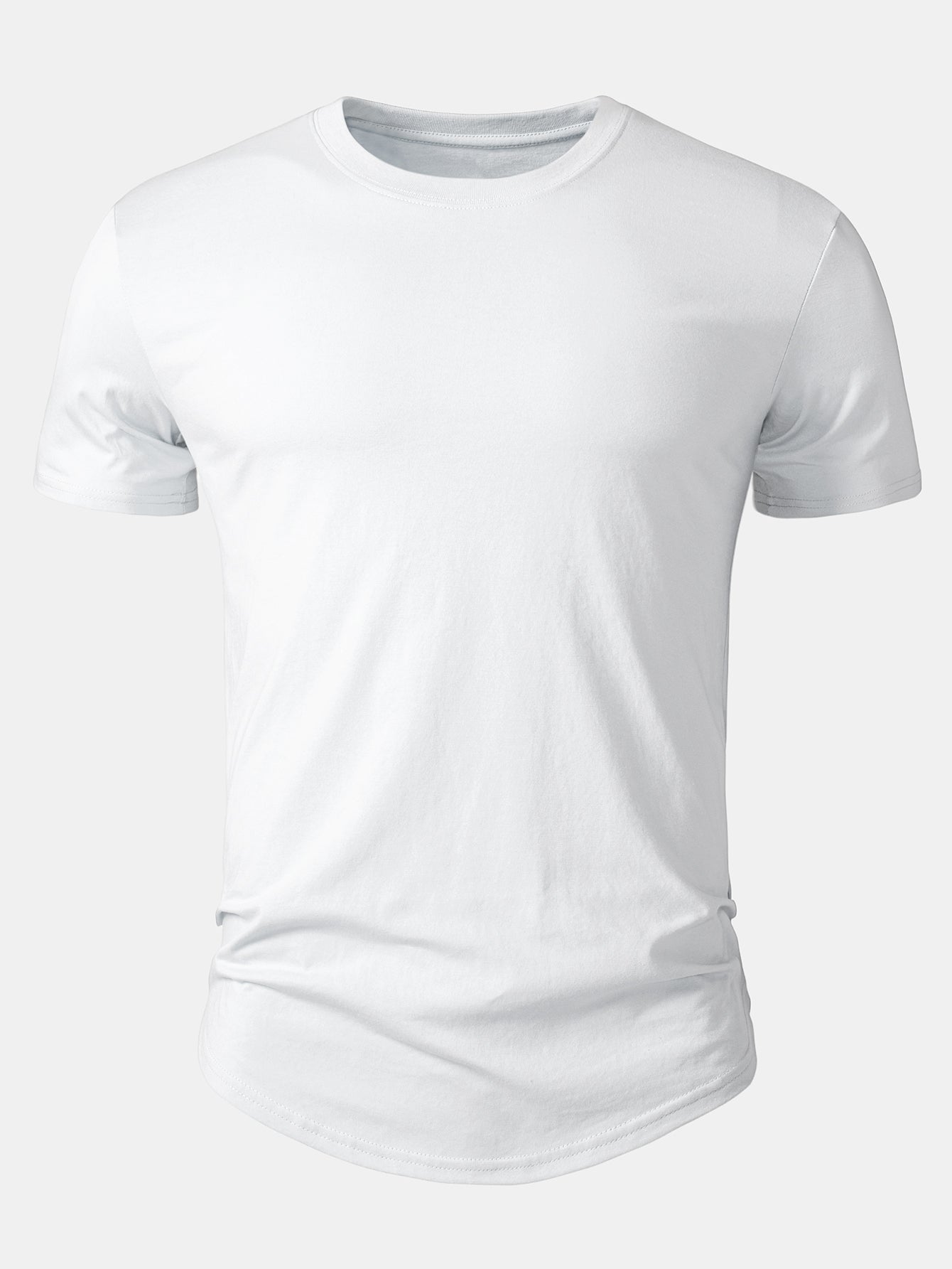 Basic Cotton Arc Hem T-Shirt